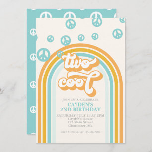 TWO Cool Retro Boy 2ND Birthday Invitation