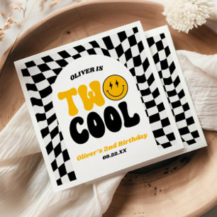 Two Cool Retro First 2nd Birthday Party Napkin