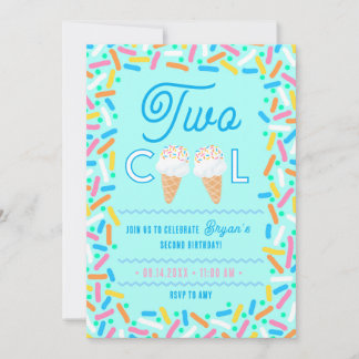 Two Cool Second Birthday Invitation Ice Cream