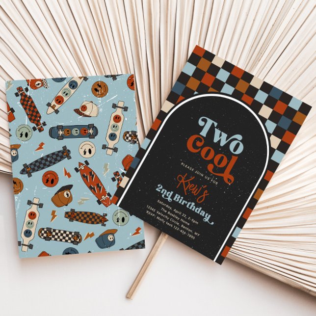 Two Cool Second Birthday Invitation | Skateboard (Creator Uploaded)