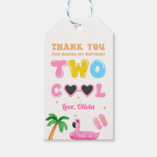 Two Cool Summer Pool Party Girl 2nd Birthday  Gift Tags
