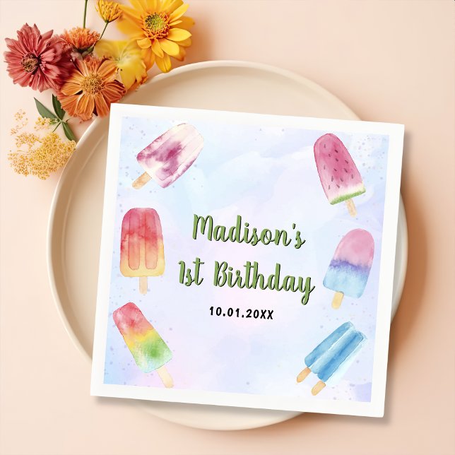 Two Cool Summer Popsicle 2nd Birthday Napkins (Creator Uploaded)