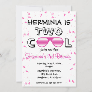 TWO Cool Sunglass 2nd Birthday Party Invitation