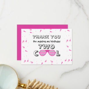 TWO Cool Sunglass 2nd Birthday Party Thank You Car Card