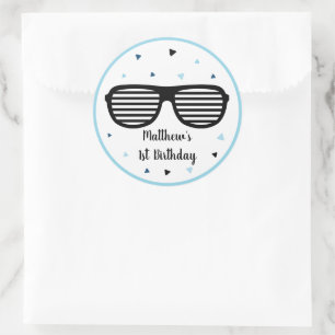 Two Cool Sunglasses Boy Second Birthday Classic Round Sticker