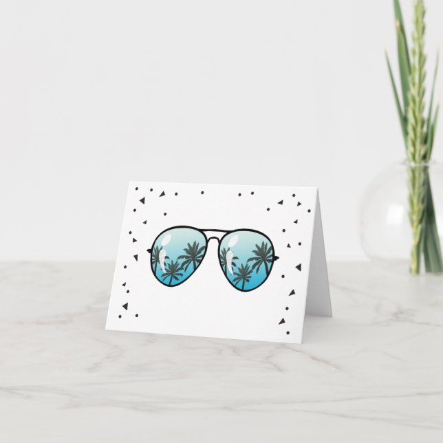 Two Cool Sunglasses Palm Trees Boy Thank You Card (Front)