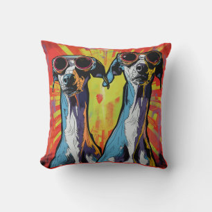 Two cool Whippets with sunglasses Throw Pillow