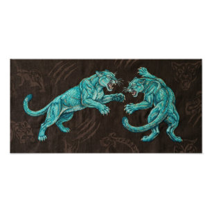 Two cougars with subtle, abstract patterns photo print