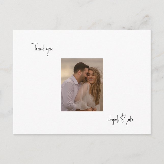 Two Couple Photos Wedding Message Thank You Postcard (Front)