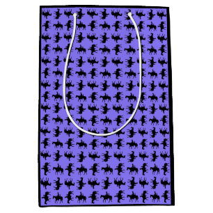 Two Cowboys on Horseback Silhouettes - Periwinkle  Medium Gift Bag