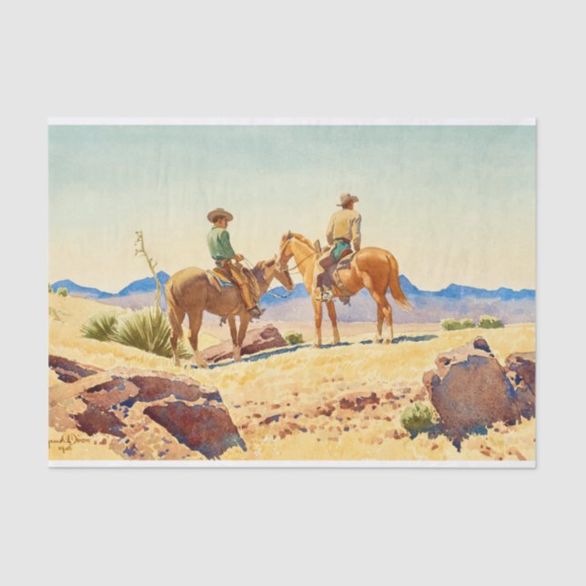 Two Cowboys on Horses by Maynard Dixon Tissue Paper (Front)