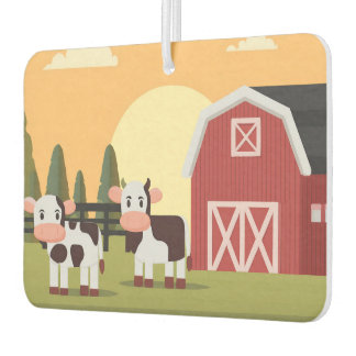 Two Cows and a Red Barn at Sunrise Air Freshener