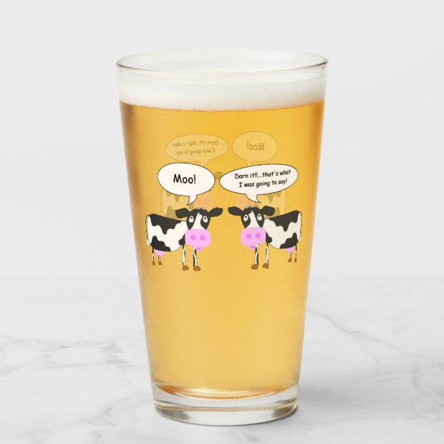 Two Cows Joke Glass (Back Filled)