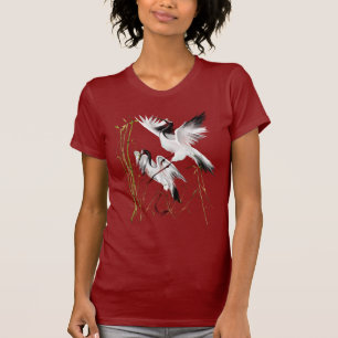 Two Cranes In Bamboo Shirts
