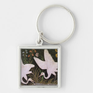 Two Cranes on the Edge of a Pond Keychain