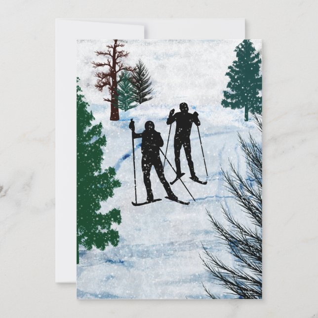 Two Cross Country Skiers Invitation (Front)