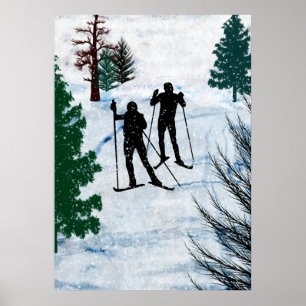 Two Cross Country Skiers Poster
