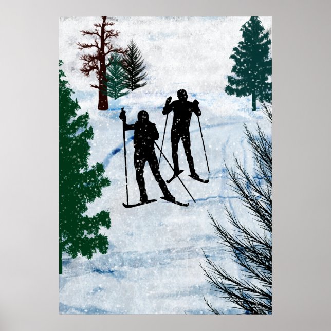 Two Cross Country Skiers Poster (Front)