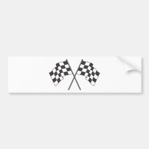 Two crossed chequered flags bumper sticker