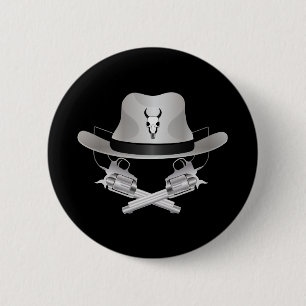 Two crossed guns and hat 2 inch round button
