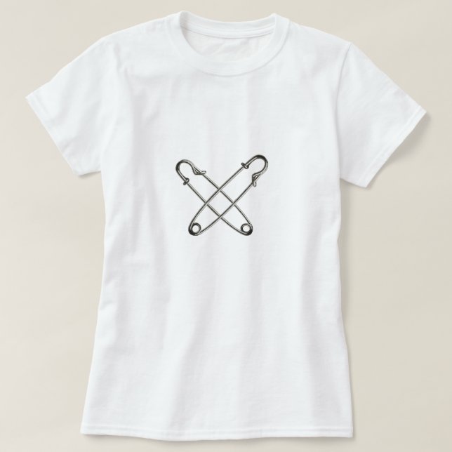 Two crossed silver safety pins T-Shirt (Design Front)