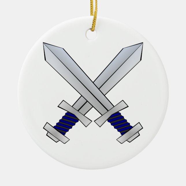 Two Crossed Swords Ceramic Ornament (Front)