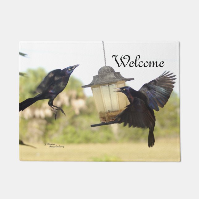 Two crow birds Welcome Doormat (Front)