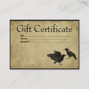 Two Crows- Prim Gift Certificate Cards