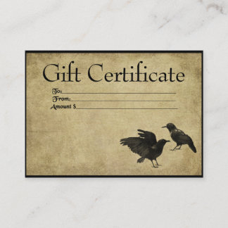 Two Crows- Prim Gift Certificate Cards