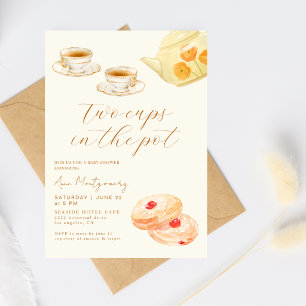 Two Cups in a Pot Twins Tea Party Baby Shower  Invitation