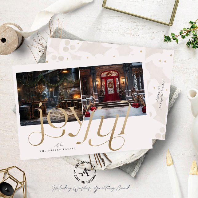Two Custom Photos Gold Joyful Typography Invitation (Creator Uploaded)