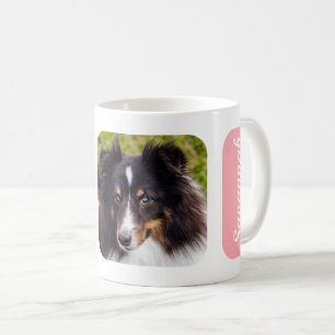 Two Custom Photos With Name On Pink Coffee Mug