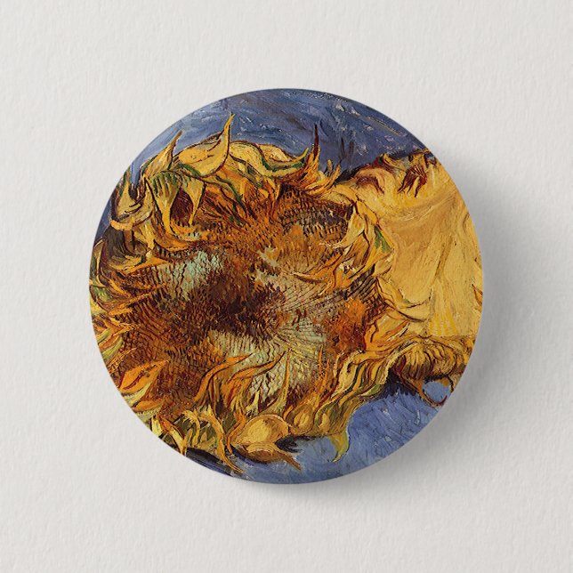 Two Cut Sunflowers by Vincent van Gogh 2 Inch Round Button (Front)