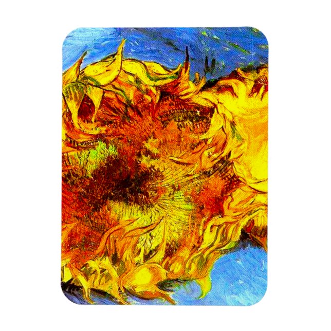 Two Cut Sunflowers Van Gogh Magnet (Vertical)