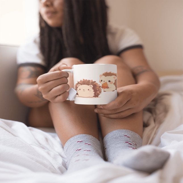  Two Cute Autumn Hedgehogs – Kawaii Animals Coffee Mug (Creator Uploaded)