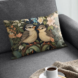 Two Cute Baby Birds Botanical Garden Accent Pillow