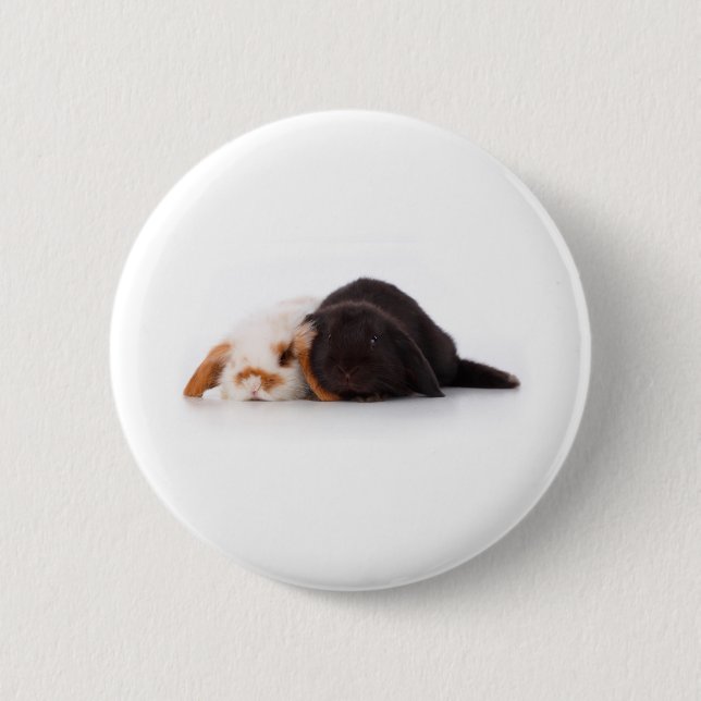 Two cute baby bunnies 2 inch round button (Front)
