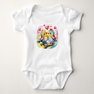 Two Cute Birds in Love Baby Bodysuit
