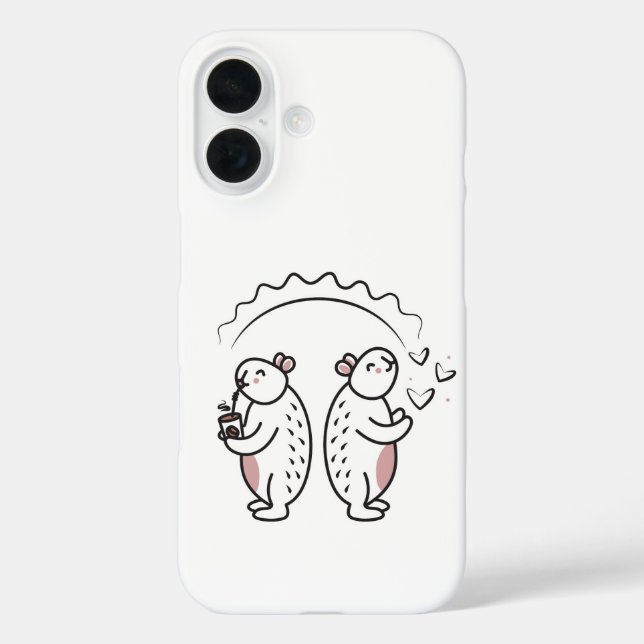 Two cute black line capybaras Case-Mate iPhone case (Back)