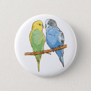 Two cute blue and green Budgies 2 Inch Round Button