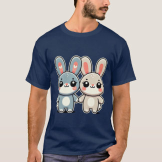 Two Cute Bunny Friends Holding Hands boy T-Shirt