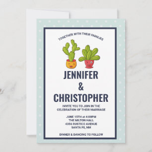 Two Cute Cactus Illustration Wedding Invitation
