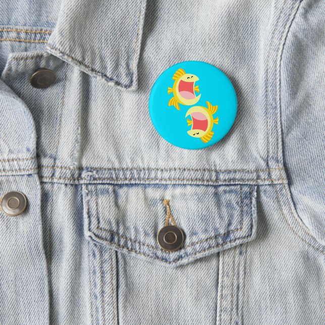 Two Cute Cartoon Fish 2 Inch Round Button (In Situ)