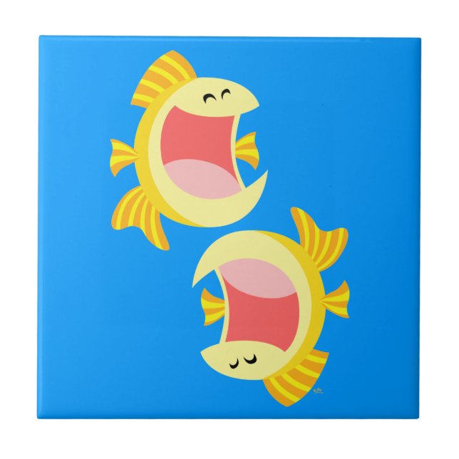Two Cute Cartoon Fish Tiles and Trivets (Front)
