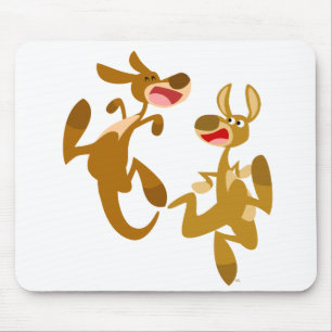 Two Cute Cartoon Kangaroos Mousepad