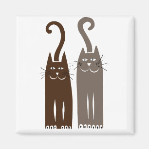 two cute cats (brown) magnet