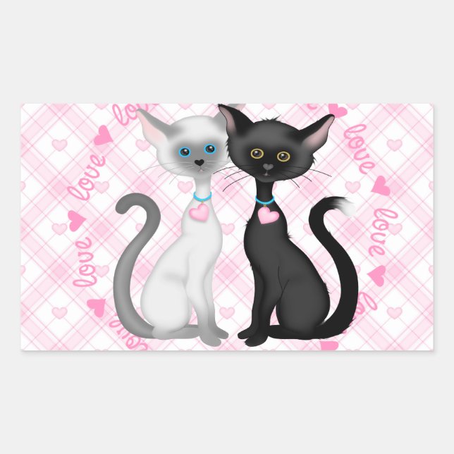 Two Cute Cats in Love Sticker (Front)