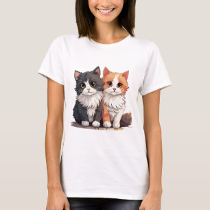 Two Cute Cats T-Shirt – Adorable Feline Duo Graphi