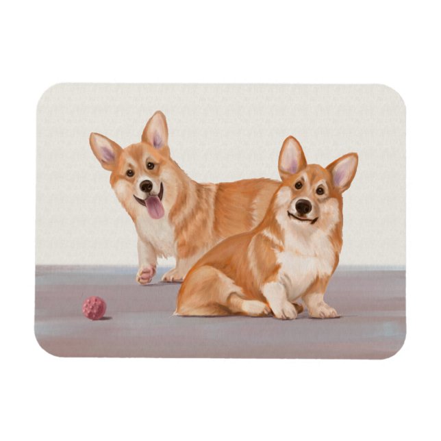 Two Cute Corgis Magnet (Horizontal)