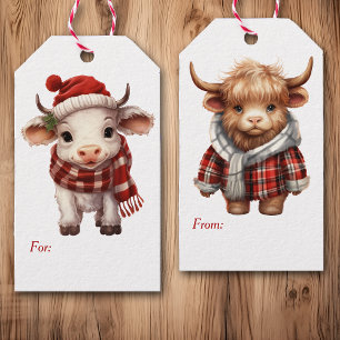 Two Cute Cows Christmas Gift Tags